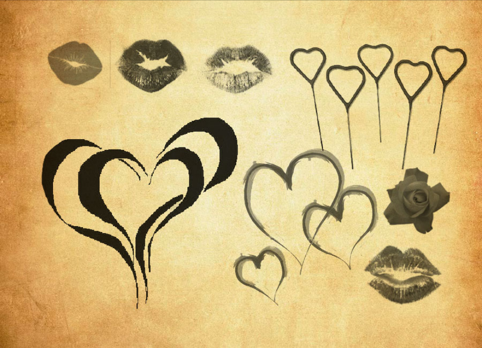情人节心形和唇印PS笔刷 - 高效情人节心形和唇印设计工具，节省80%手动绘制时间-25虚拟网