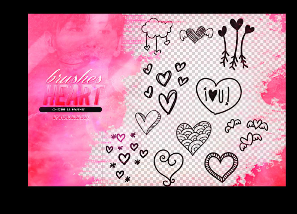 情人节手绘心形和翅膀PS笔刷资源 - 精选情人节手绘心形和翅膀元素，适用于手绘类设计-25虚拟网