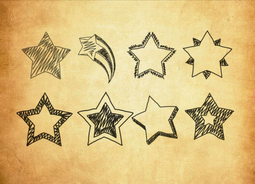 手绘五角星PS笔刷资源 - 精选手绘五角星元素，适用于手绘类设计-25虚拟网