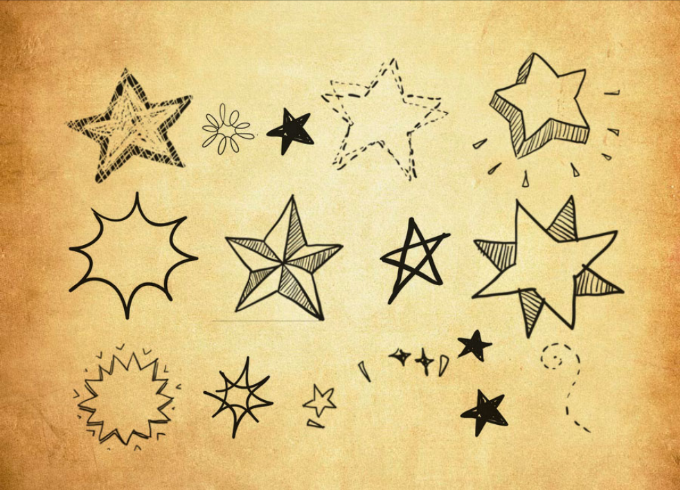 优质手绘五角星和虚线PS笔刷下载 – 提升手绘五角星和虚线设计效率，新手也能轻松上手-25虚拟网