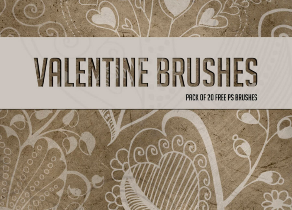 优质手绘心形和藤蔓装饰PS笔刷 - 包含高品质手绘心形和藤蔓装饰样式,兼容Photoshop全版本-25虚拟网
