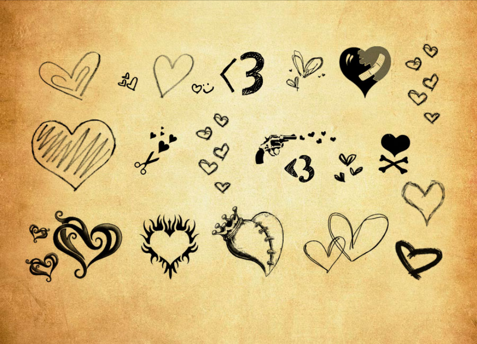 手绘心形涂鸦装饰PS笔刷 - 高效手绘心形涂鸦装饰设计工具，节省80%手动绘制时间-25虚拟网