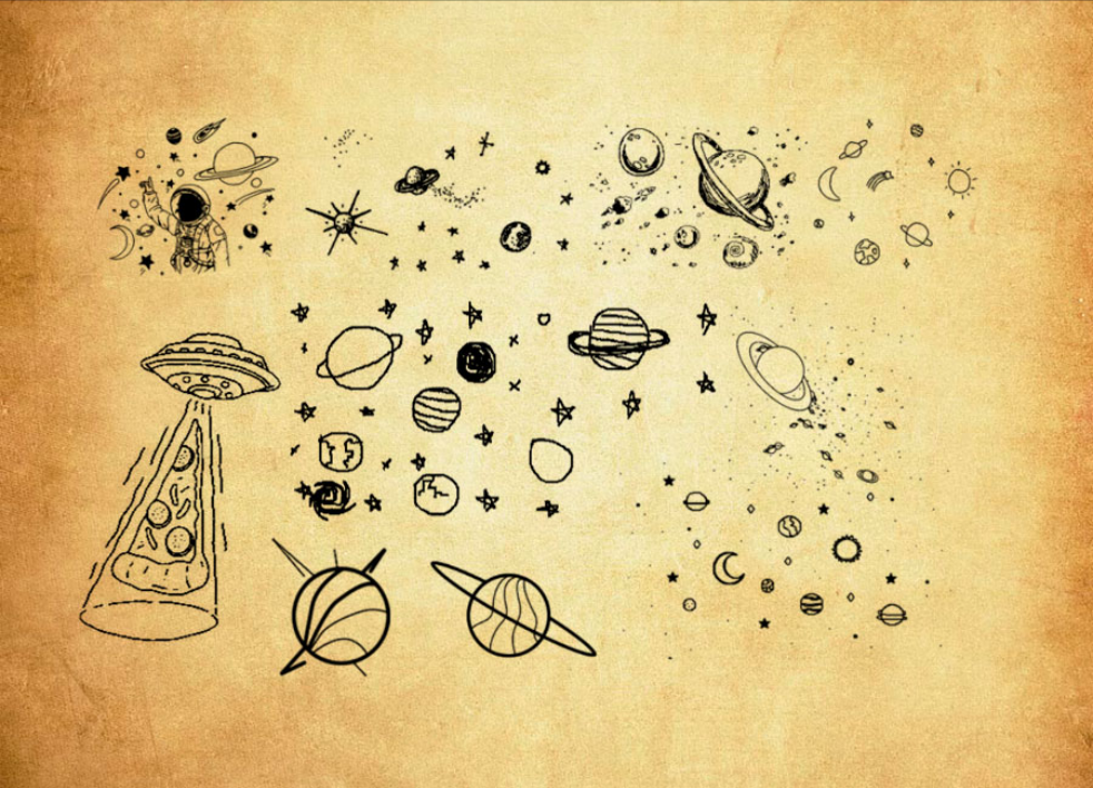 手绘星球和星系装饰PS笔刷下载 – 高品质手绘星球和星系装饰装饰素材，打造精致设计效果-25虚拟网