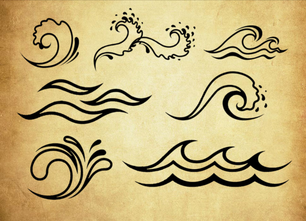 手绘海浪和波浪PS笔刷 - 专业手绘海浪和波浪设计素材，适配Photoshop各类创作场景-25虚拟网