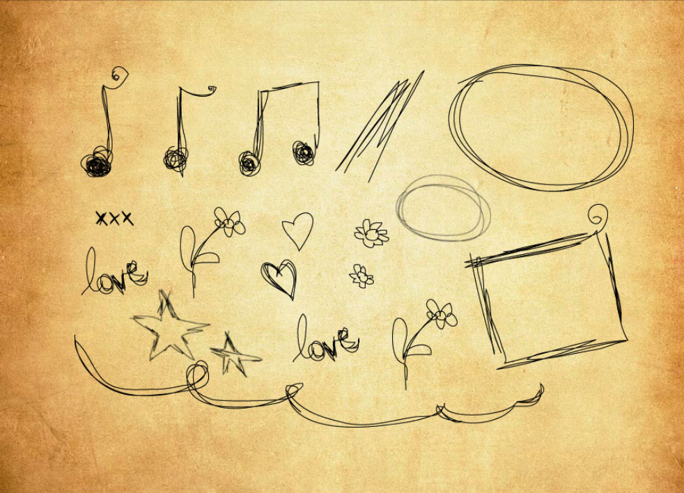 手绘涂鸦乐符和花朵PS笔刷 - 高效手绘涂鸦乐符和花朵设计工具，节省80%手动绘制时间-25虚拟网