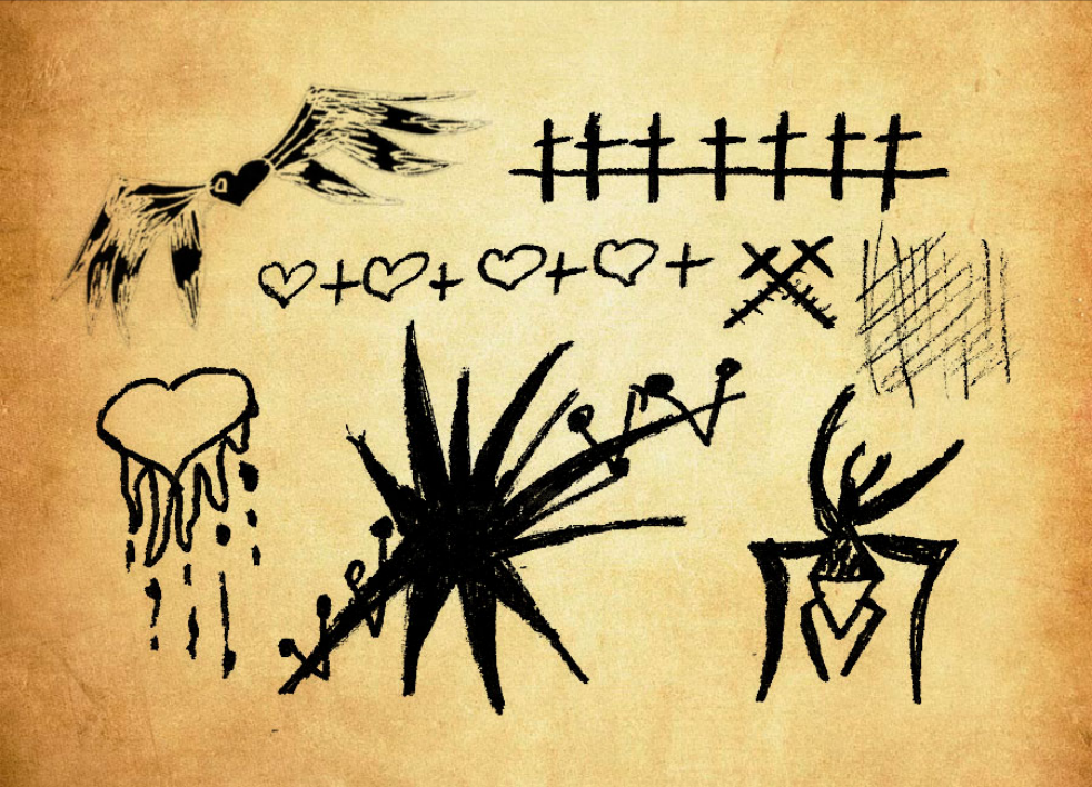 优质手绘涂鸦和天使翅膀PS笔刷下载 - 提高手绘涂鸦和天使翅膀设计效率，新手也能轻松上手-25虚拟网