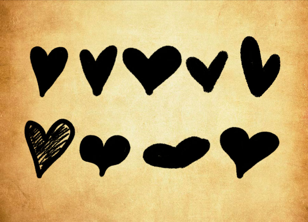 专业手绘涂鸦心形PS笔刷 - 包含高品质手绘涂鸦心形样式,兼容Photoshop全版本-25虚拟网