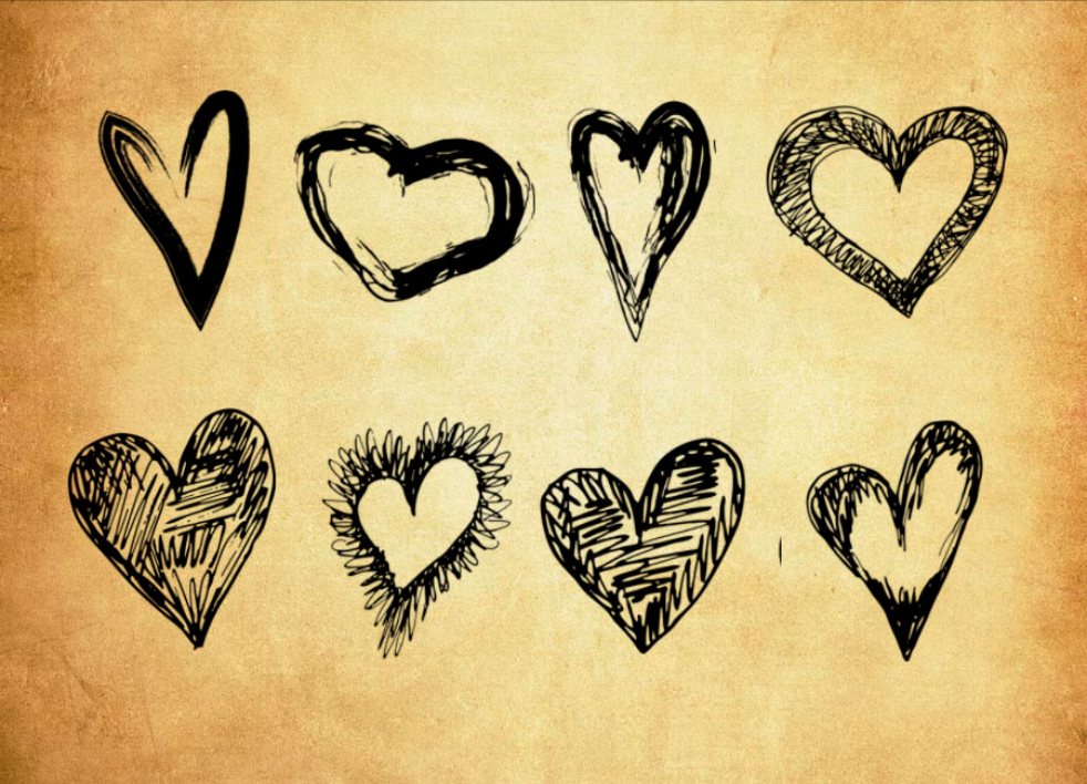手绘涂鸦心形和爱心PS笔刷资源 - 精选手绘涂鸦心形和爱心元素，适配手绘类设计-25虚拟网