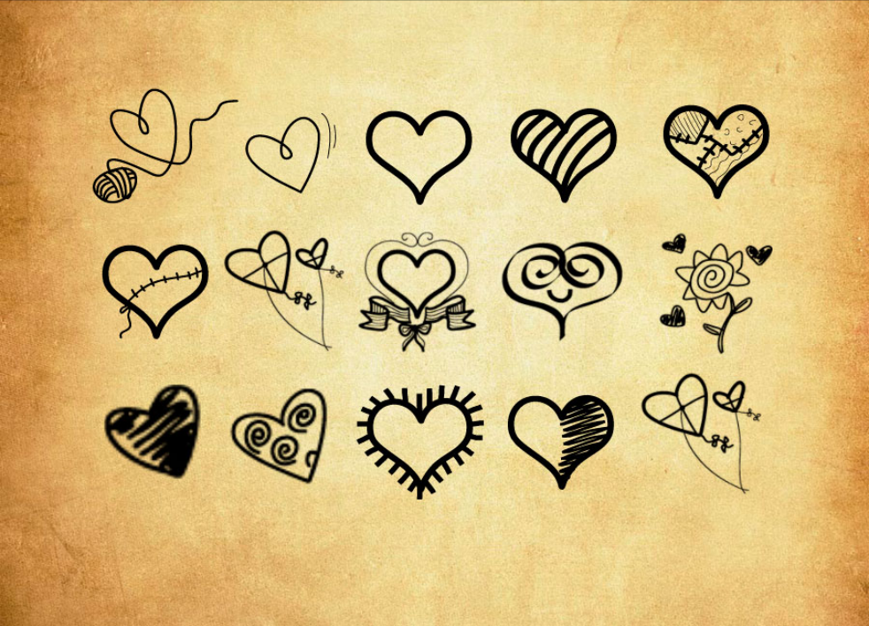 手绘涂鸦心形装饰PS笔刷 - 高效手绘涂鸦心形装饰设计工具,节省80%手动绘制时间-25虚拟网