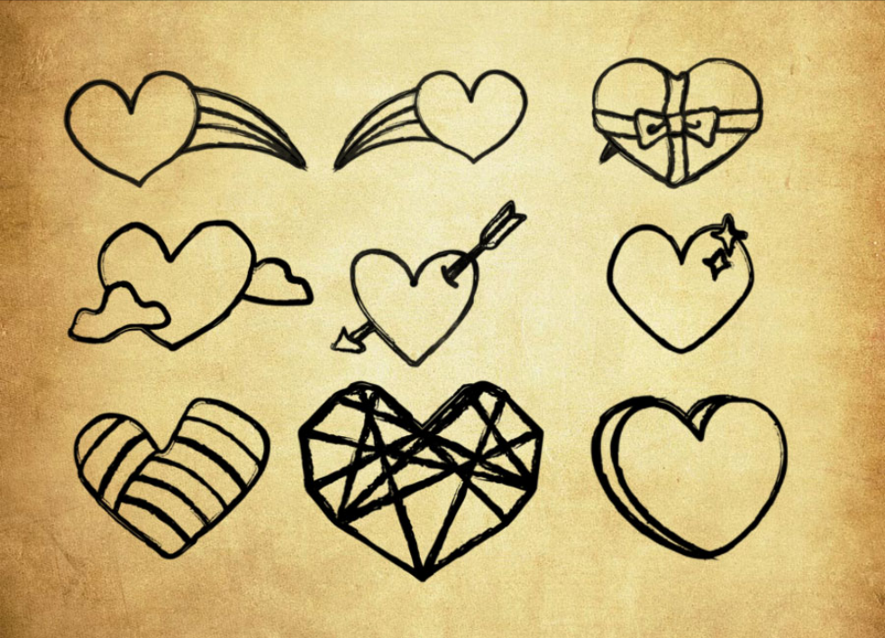 优质手绘涂鸦的心形装扮PS笔刷下载 - 提升手绘涂鸦的心形装扮设计效率，新手也能轻松上手-25虚拟网