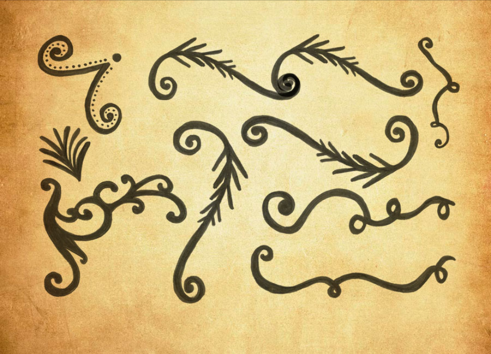 手绘涂鸦线条装饰PS笔刷下载 - 高品质手绘涂鸦线条装饰装饰素材，打造精致设计效果-25虚拟网