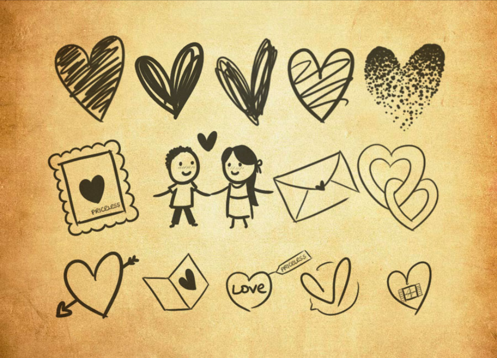 手绘爱心和信封PS笔刷 - 专业手绘爱心和信封设计素材,适配Photoshop各类创作场景-25虚拟网