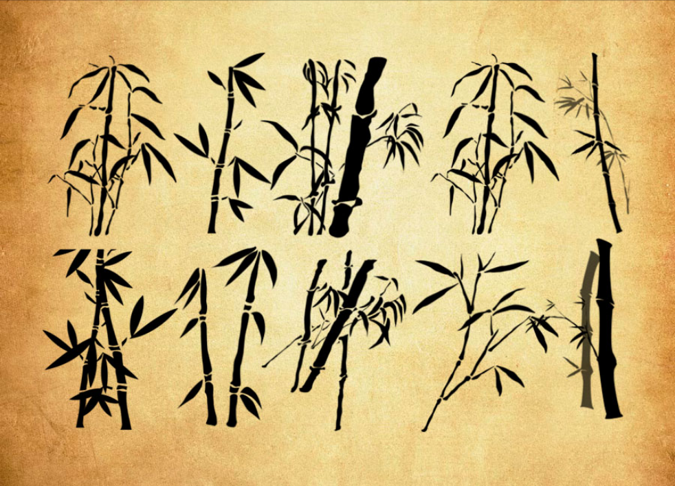 精选手绘矢量风格竹子和竹叶PS笔刷 - 高品质手绘矢量风格竹子和竹叶资源，提升设计专业度-25虚拟网