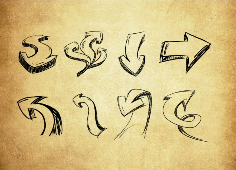 专业手绘立体箭头PS笔刷 - 包含高品质手绘立体箭头样式，兼容Photoshop全版本-25虚拟网