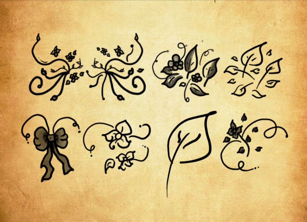 专业手绘绿叶和藤蔓装饰PS笔刷 - 丰富手绘绿叶和藤蔓装饰装饰样式，适用于海报、包装、UI设计-25虚拟网