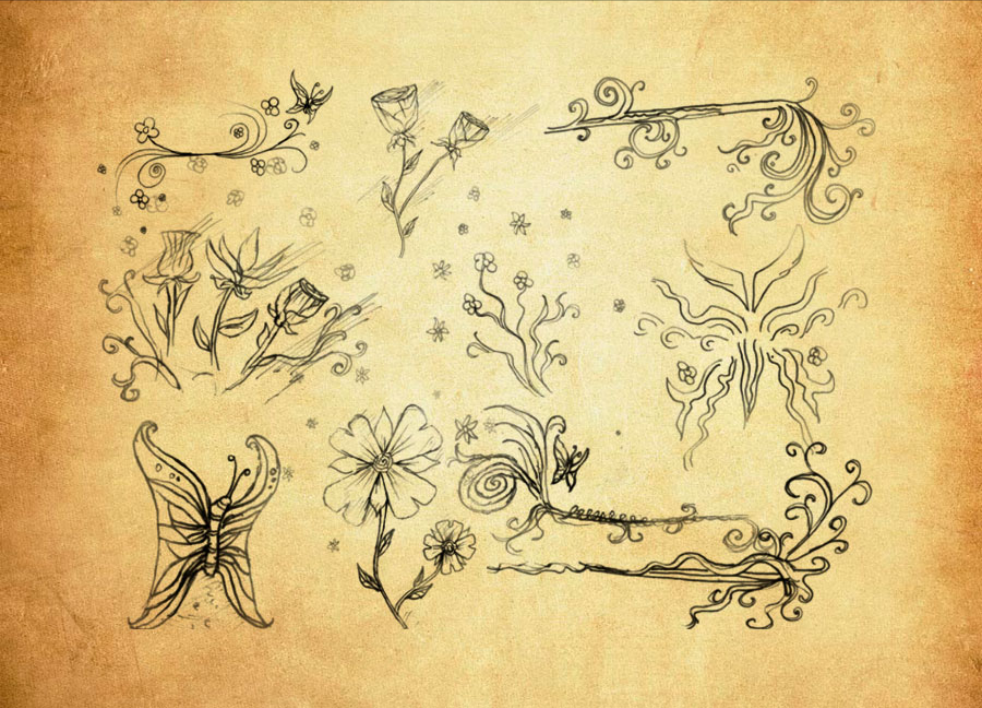 优质手绘花朵花枝和花纹PS笔刷下载 - 提升手绘花朵花枝和花纹设计效率,新手也能轻松上手-25虚拟网