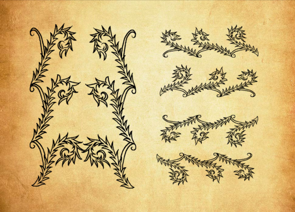 手绘花纹花边装饰PS笔刷 - 精美手绘花纹花边装饰装饰元素,提高设计作品视觉吸引力-25虚拟网