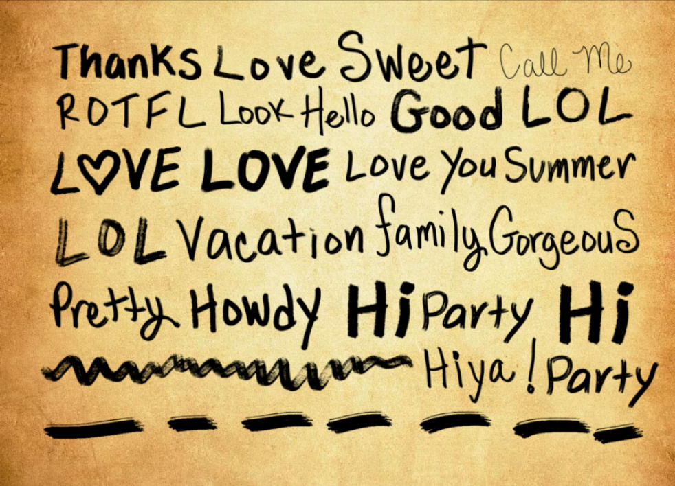 手绘英文和虚线装饰PS笔刷资源 - 精选手绘英文和虚线装饰元素,适配装饰类设计-25虚拟网