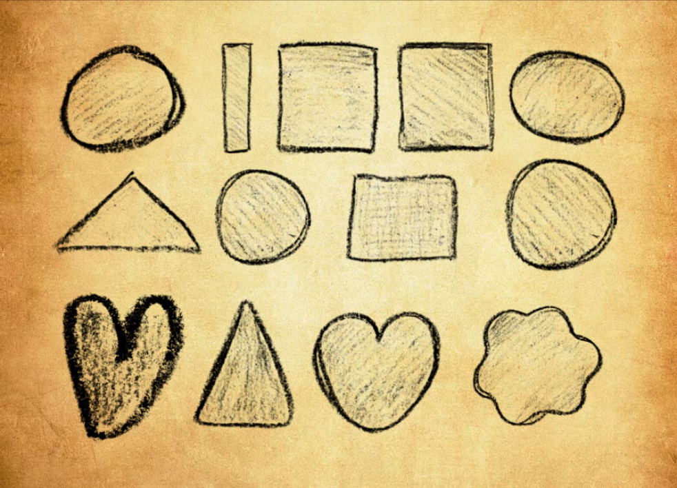 专业手绘铅笔几何图形PS笔刷 - 包含高品质手绘铅笔几何图形样式，兼容Photoshop全版本-25虚拟网