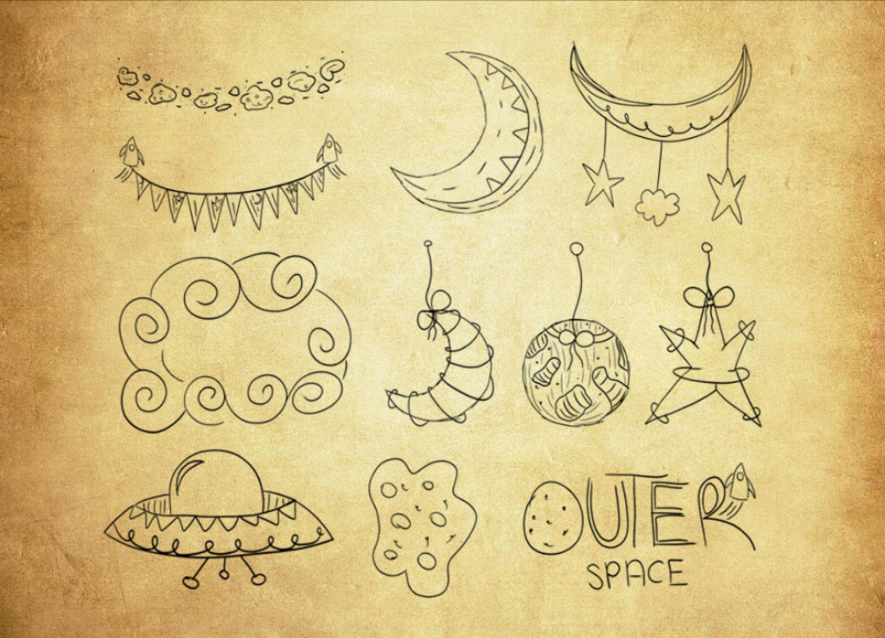 优质手绘飞船和星球装饰PS笔刷下载 - 提升手绘飞船和星球装饰设计效率，新手也能轻松上手-25虚拟网