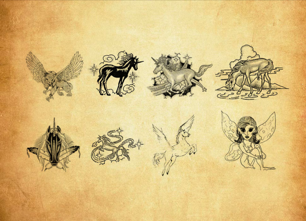 抽象的纹身和刺青图案PS笔刷资源 - 精选抽象的纹身和刺青图案元素，适用于其他类设计-25虚拟网