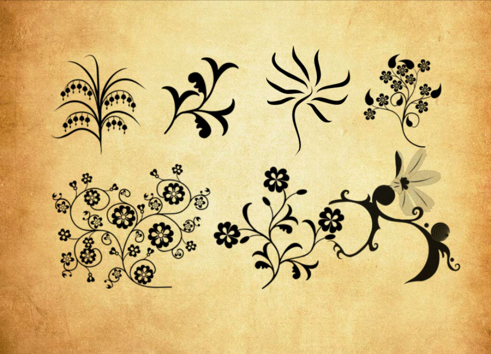 精选抽象的花纹藤蔓PS笔刷 - 丰富抽象的花纹藤蔓样式,适配服饰、包装、文创设计-25虚拟网