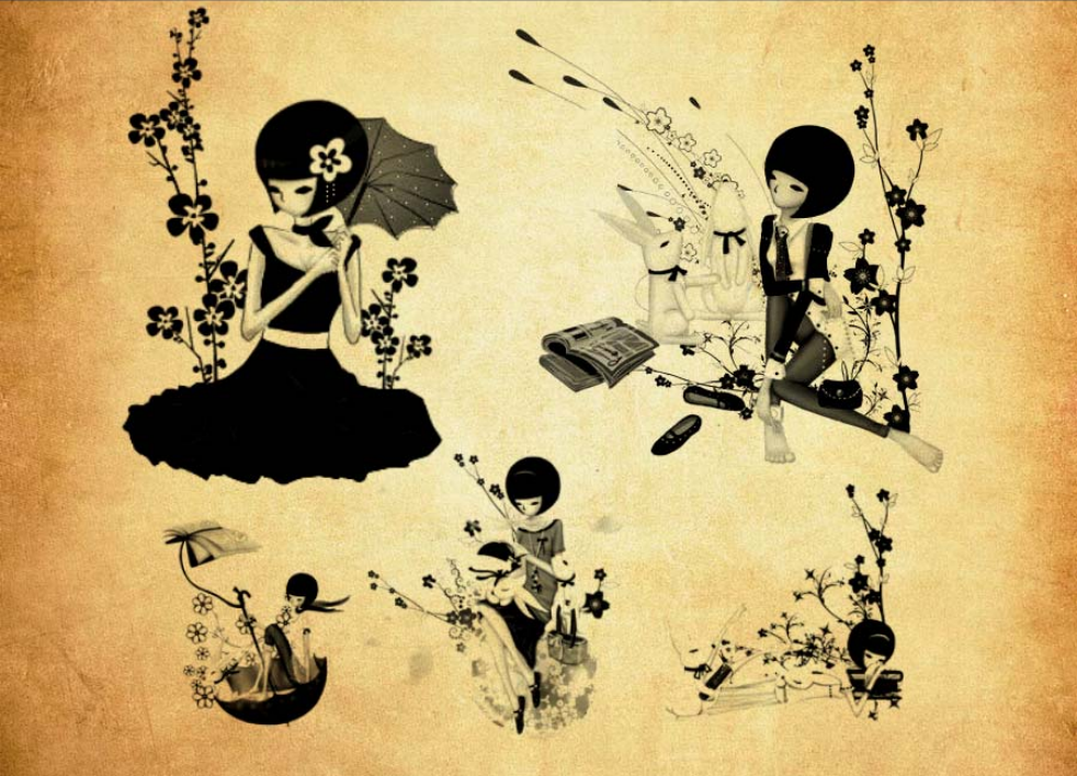 精选日式女装和花朵装饰PS笔刷下载 - 提升日式女装和花朵装饰设计效率，新手也能轻松上手-25虚拟网