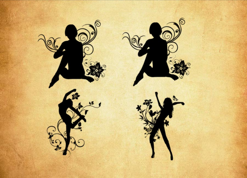 时尚女人剪影和花纹装饰PS笔刷 - 优质时尚女人剪影和花纹装饰设计素材,适配Photoshop各类创作场景-25虚拟网