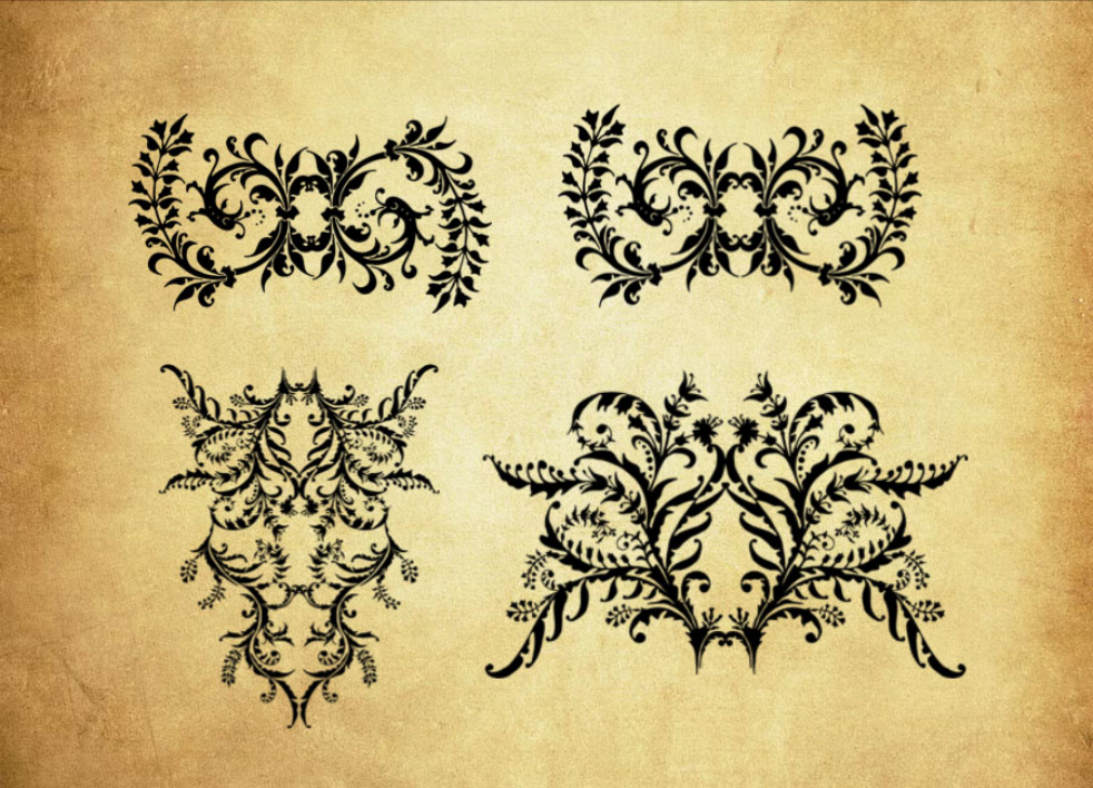 时尚的对称花纹装饰PS笔刷资源 - 精选时尚的对称花纹装饰元素，适用于装饰类设计-25虚拟网