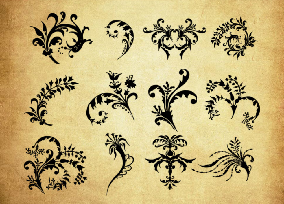 时尚的植物印花花纹PS笔刷下载 - 艺术时尚的植物印花花纹素材，激发设计创意灵感-25虚拟网