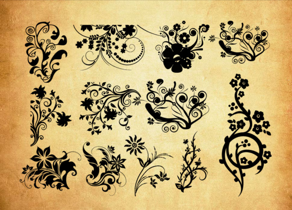 精选时尚的花纹和花枝PS笔刷 - 丰富时尚的花纹和花枝样式，适用于服饰、包装、文创设计-25虚拟网