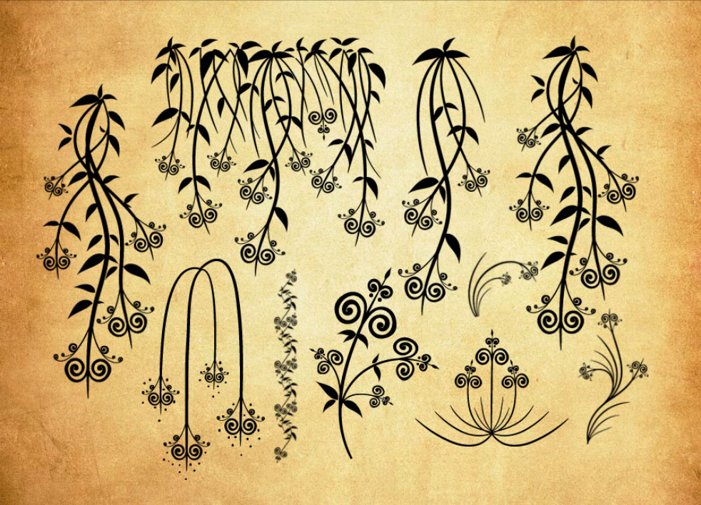 专业时尚的藤蔓吊饰PS笔刷 - 包含高品质时尚的藤蔓吊饰样式，兼容Photoshop全版本-25虚拟网