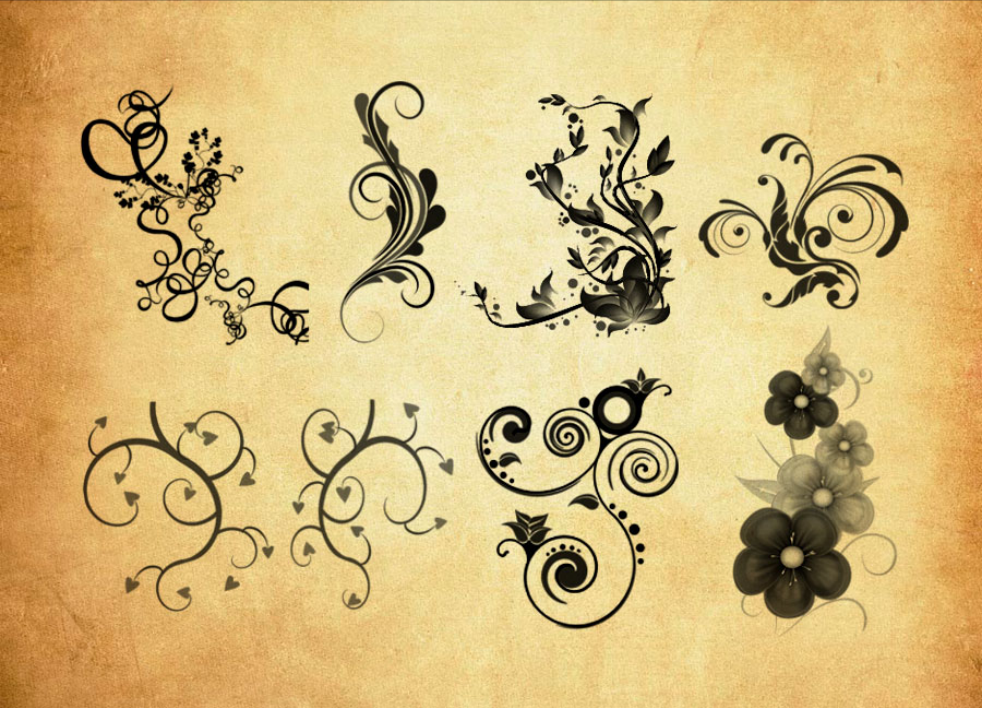 时尚花纹藤蔓和藤条PS笔刷下载 – 艺术时尚花纹藤蔓和藤条素材，激发设计创意灵感-25虚拟网