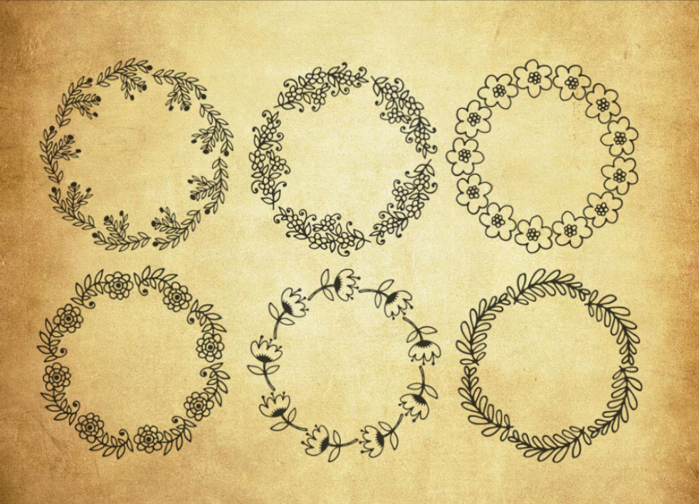 时尚花纹边框PS笔刷下载 - 艺术时尚花纹边框素材，激发设计创意灵感-25虚拟网