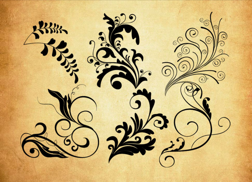 专业植物花纹装饰PS笔刷 - 包含高品质植物花纹装饰样式,兼容Photoshop全版本-25虚拟网