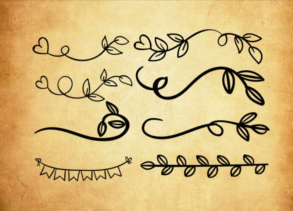 植物花藤装饰PS笔刷下载 - 高品质植物花藤装饰装饰素材,打造精致设计效果-25虚拟网