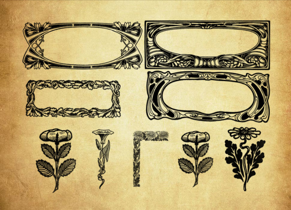 欧式华贵的花纹边框PS笔刷资源 - 精选欧式华贵的花纹边框元素，适用于花纹类设计-25虚拟网