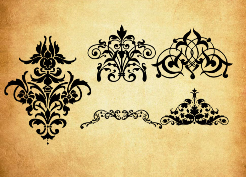 欧式印花花纹PS笔刷资源 - 精选欧式印花花纹元素，适用于花纹类设计-25虚拟网