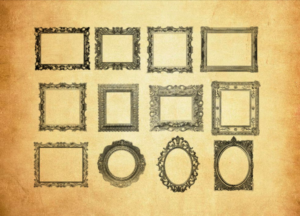 欧式古典相框PS笔刷资源 - 精选欧式古典相框元素，适用于边框相框类设计-25虚拟网