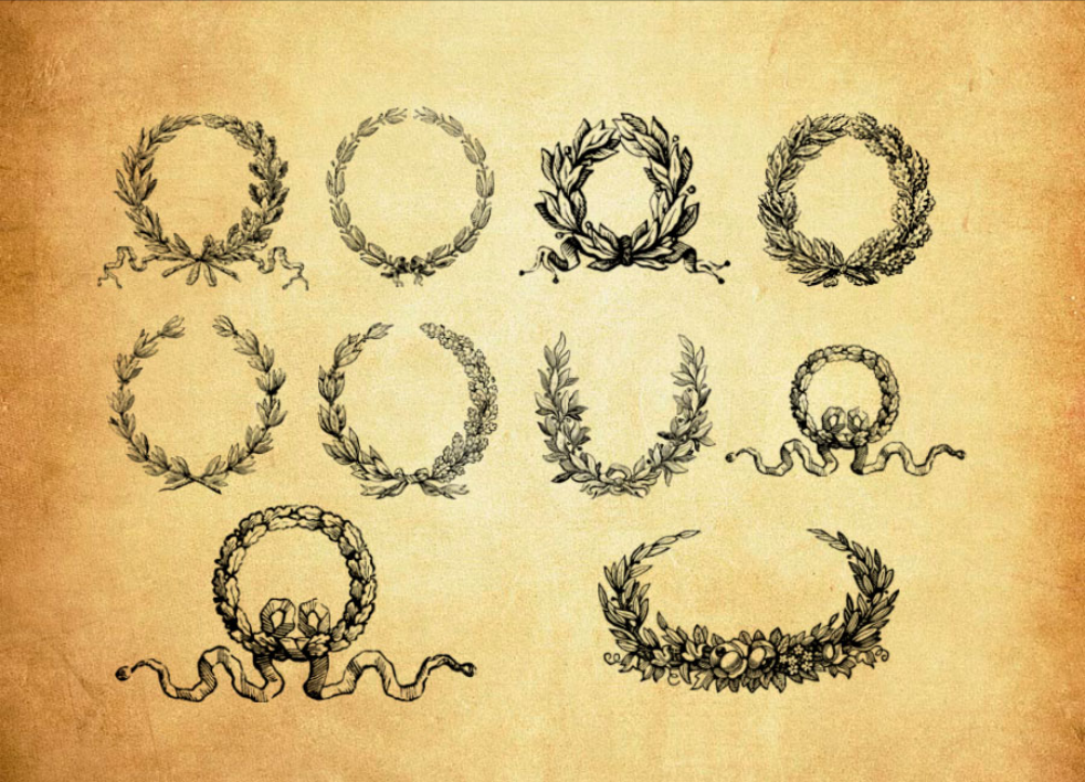 欧式古典花环装饰PS笔刷下载 - 高品质欧式古典花环装饰装饰素材，打造精致设计效果-25虚拟网