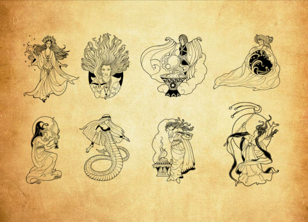 欧式女王和巫师图案PS笔刷 - 多功能欧式女王和巫师图案素材，适用于各类设计项目-25虚拟网