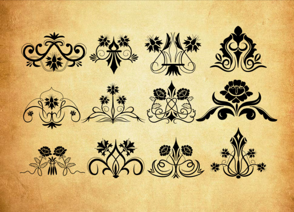 欧式富贵花纹装饰PS笔刷 - 优质欧式富贵花纹装饰设计素材，适配Photoshop各类创作场景-25虚拟网