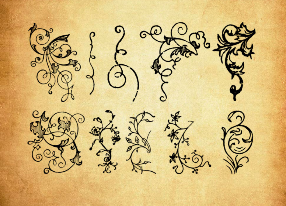 专业欧式怀旧花纹装饰PS笔刷 - 涵盖高品质欧式怀旧花纹装饰样式，兼容Photoshop全版本-25虚拟网