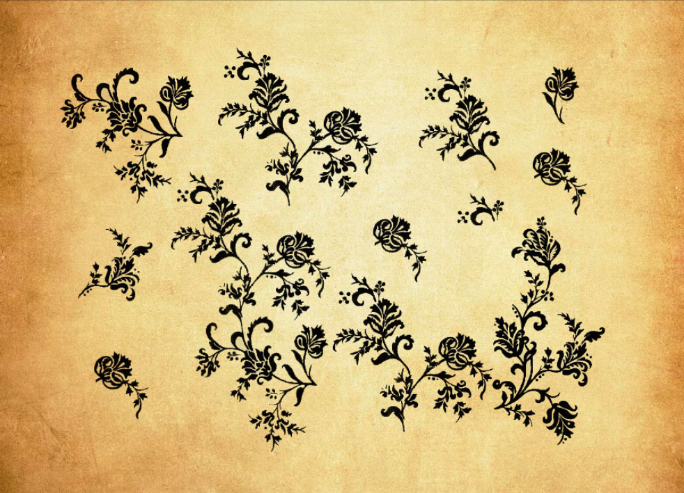 专业欧式时尚的花纹装饰PS笔刷 - 丰富欧式时尚的花纹装饰装饰样式，适用于海报、包装、UI设计-25虚拟网