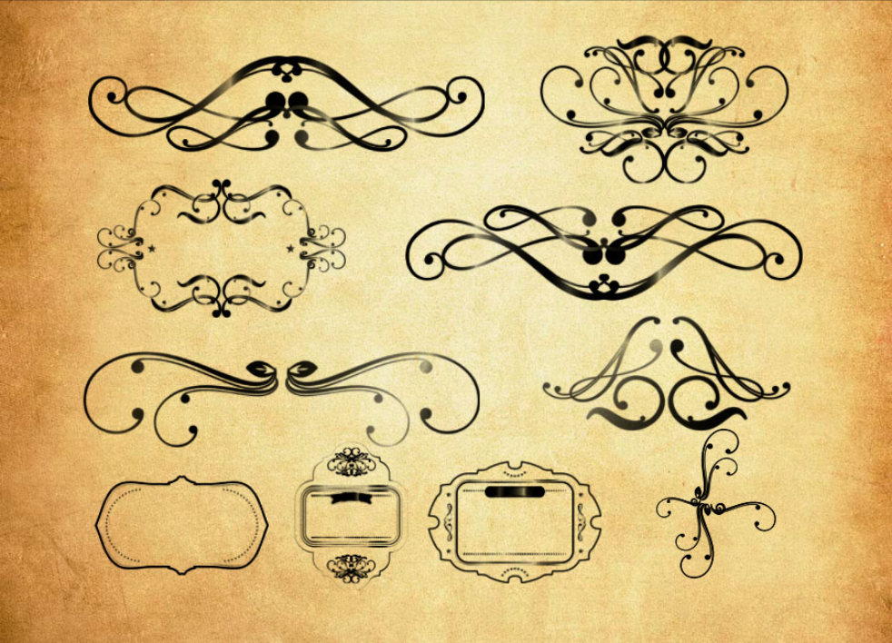 欧式标签类花纹装饰PS笔刷下载 - 高品质欧式标签类花纹装饰装饰素材,打造精致设计效果-25虚拟网