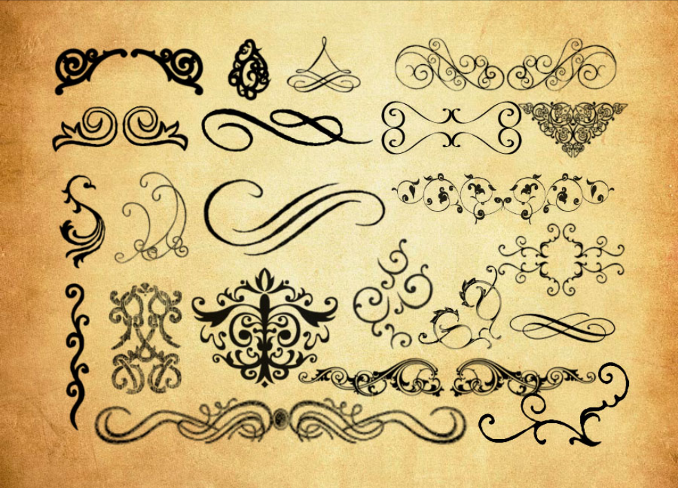 欧式花纹和边框边角PS笔刷下载 - 艺术欧式花纹和边框边角素材，激发设计创意灵感-25虚拟网