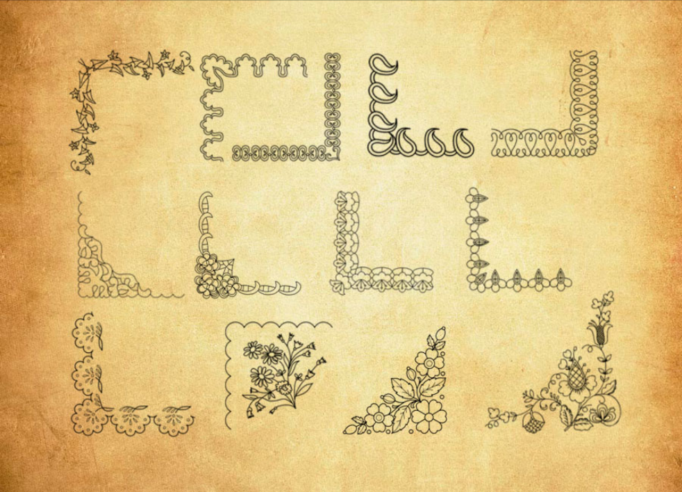 优质欧式花纹边框PS笔刷下载 - 提升欧式花纹边框设计效率，新手也能轻松上手-25虚拟网