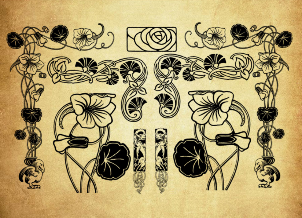 欧式花纹边角装饰PS笔刷资源 - 精选欧式花纹边角装饰元素，适用于装饰类设计-25虚拟网