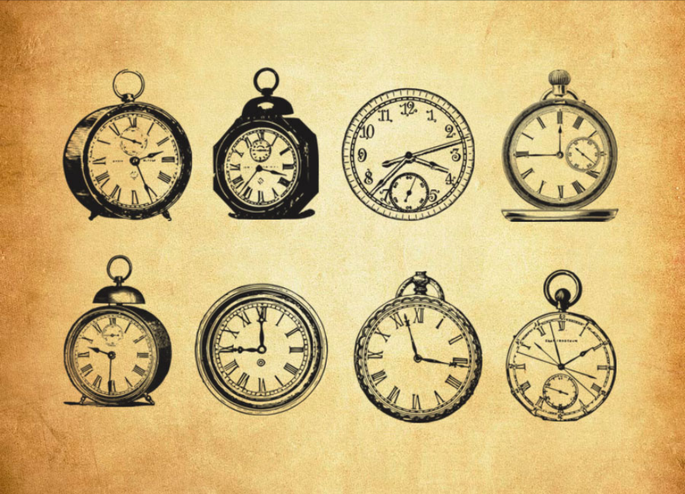 欧式钟表图标PS笔刷资源 - 精选欧式钟表图标元素，适用于其他类设计-25虚拟网