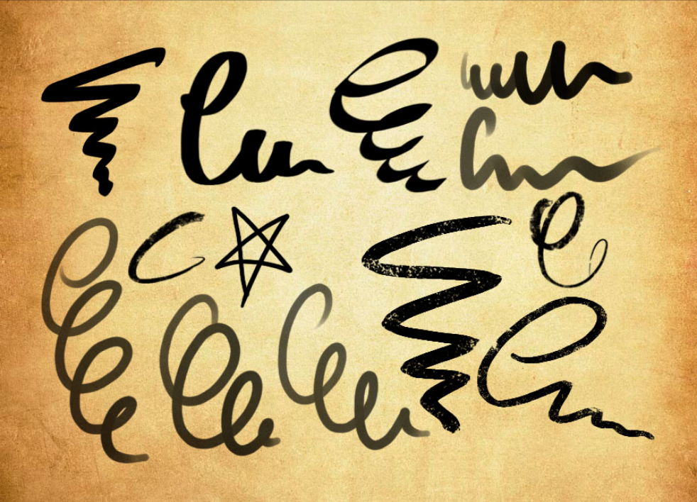 毛笔涂抹线条效果PS笔刷 - 优质毛笔涂抹线条效果设计素材，适配Photoshop各类创作场景-25虚拟网